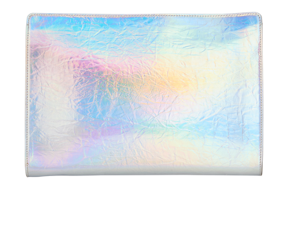 Holographic Large Clutch, &pound;210, Handbags, Silver, Leather, Front view